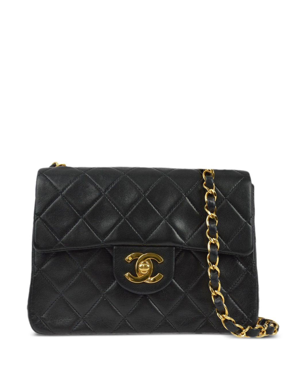 CHANEL Pre-Owned Classic Square Flap 迷你单肩包（1995年典藏款） - 黑色