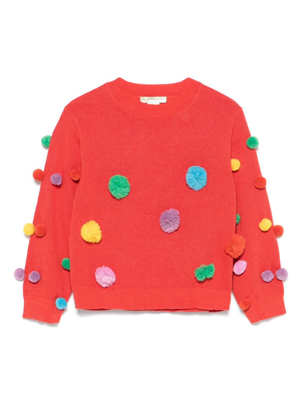 Stella McCartney Kids 绒球细节毛衣 - 红色