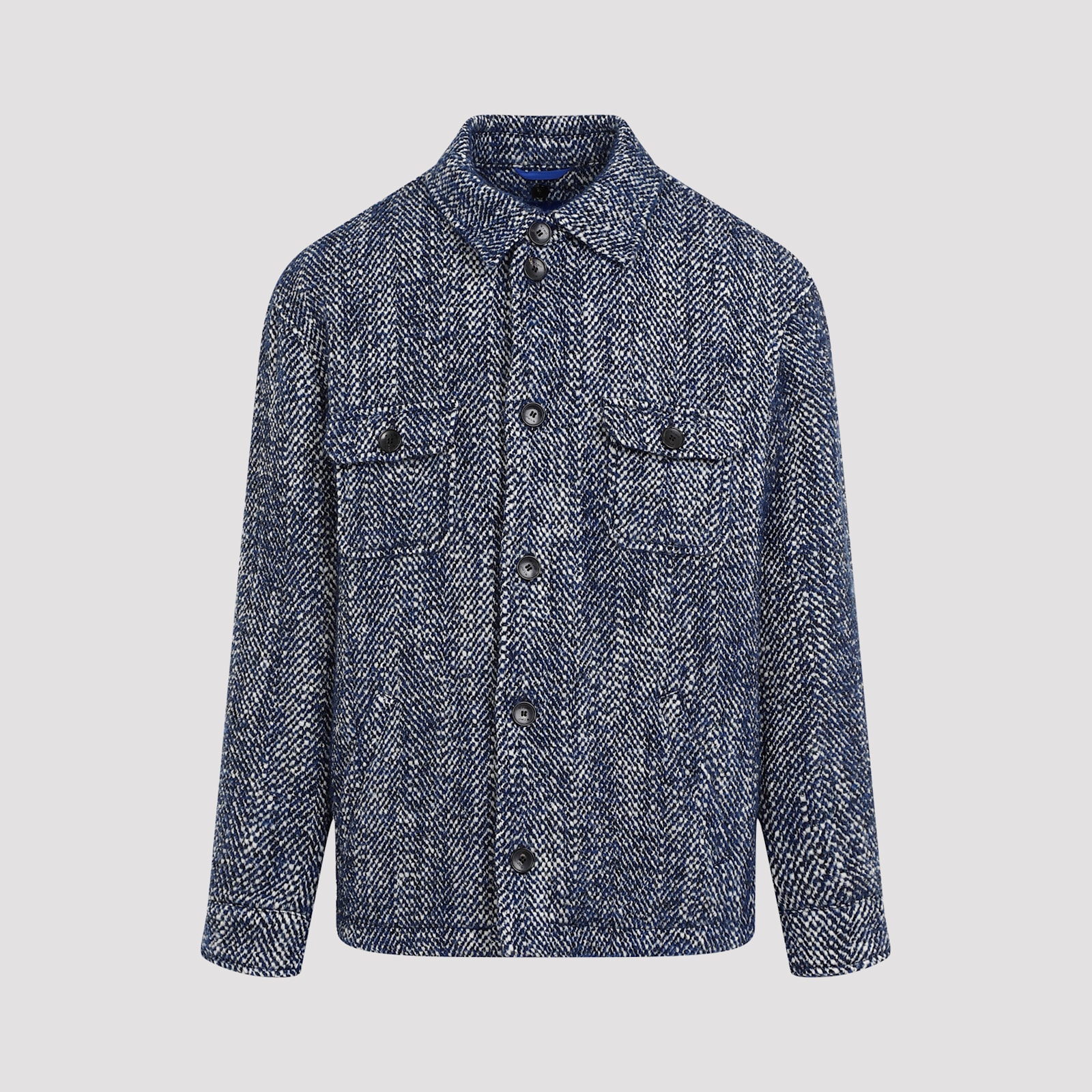 Etro 人字形条纹羊毛外套