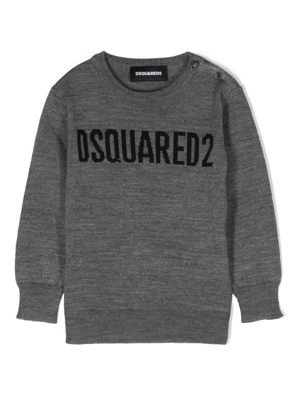DSQUARED2 KIDS 混色效果嵌花logo毛衣 - 灰色