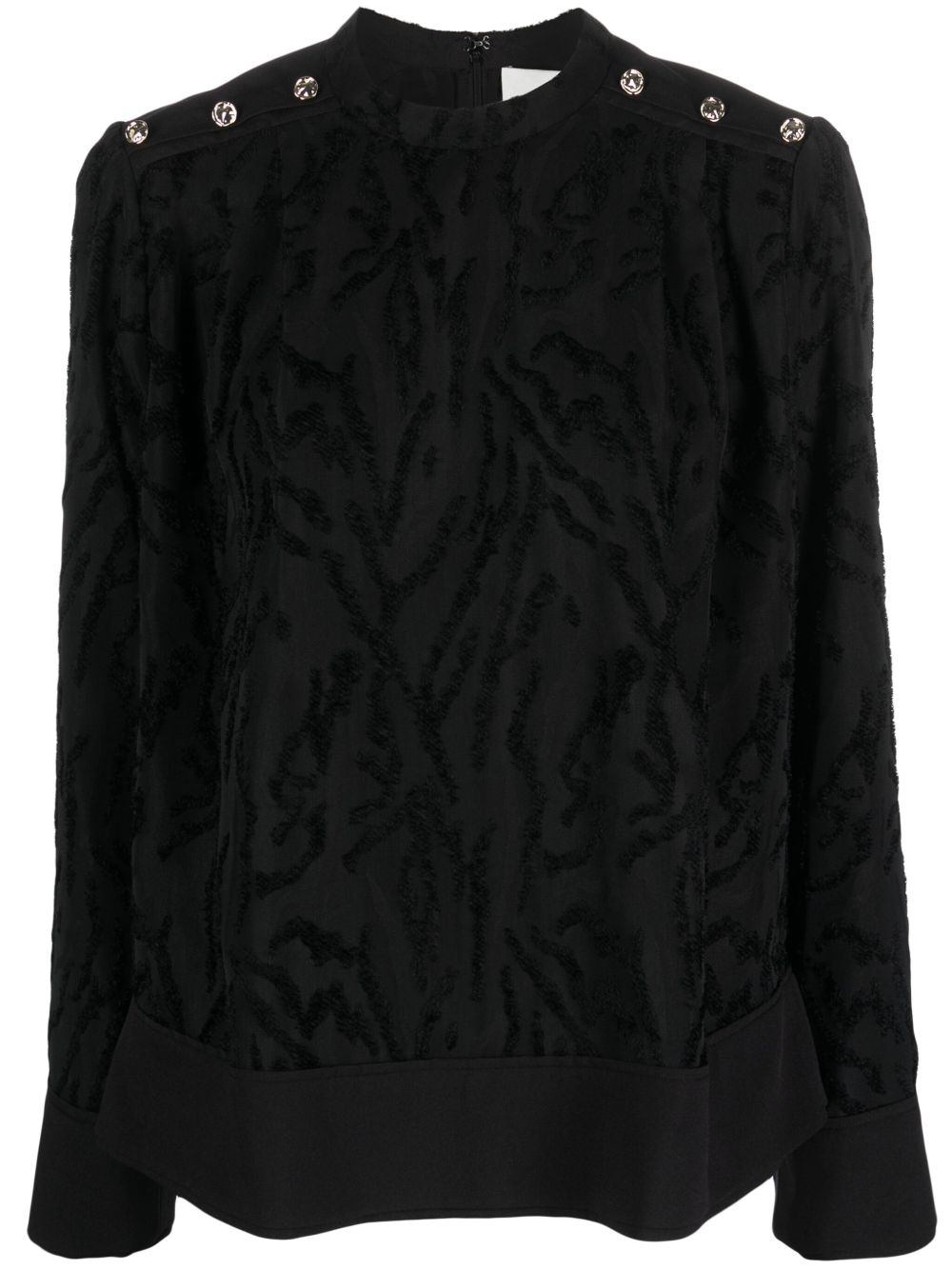 3.1 Phillip Lim Shadow Vines 企领提花罩衫 - 黑色