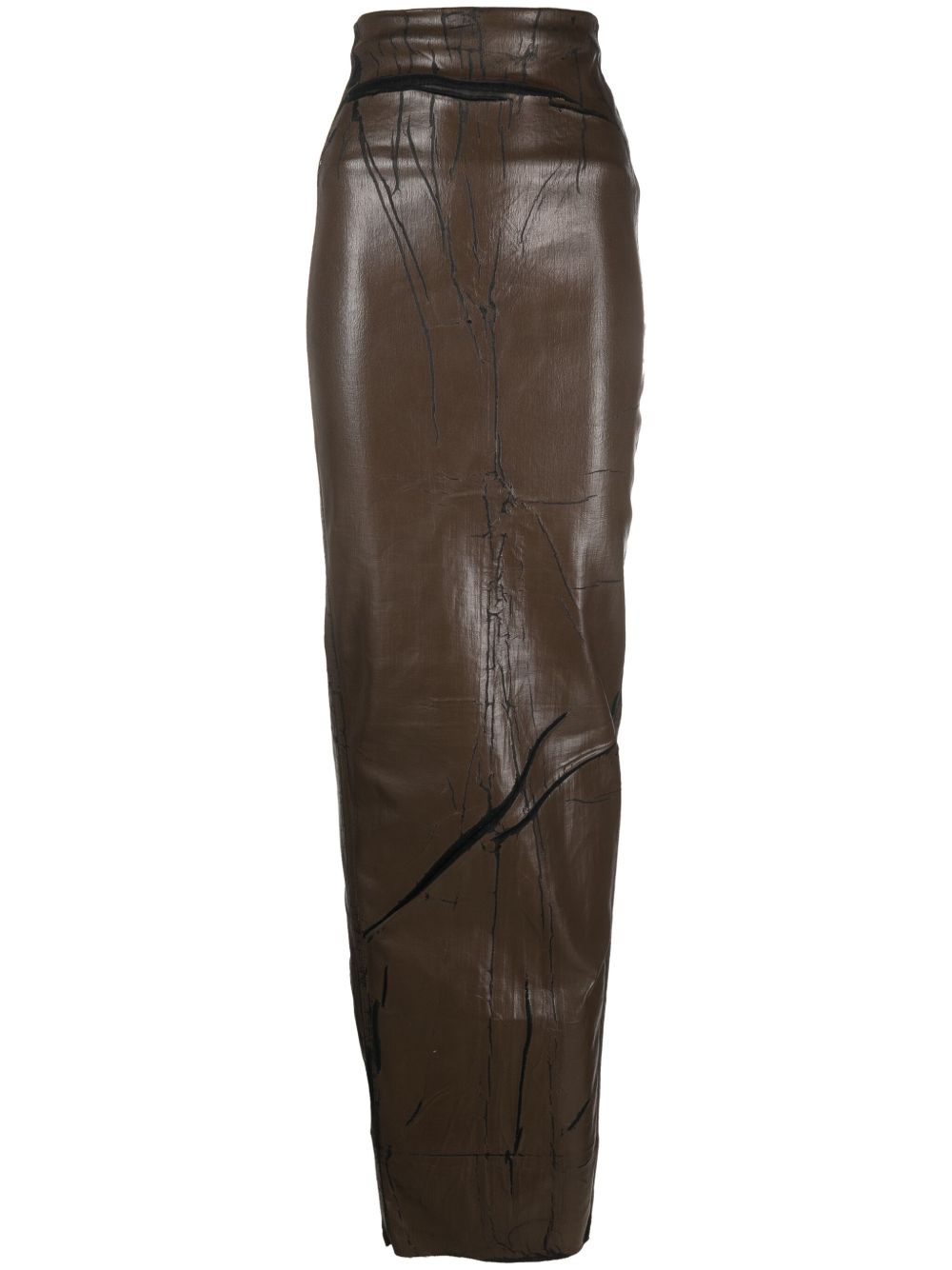 Rick Owens Pillar 后开衩超长半身裙 - 褐色