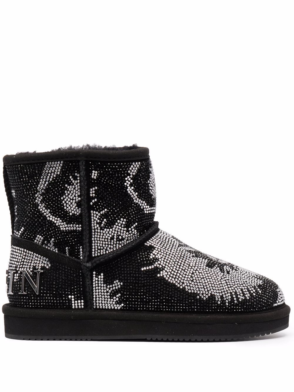 Philipp Plein 缀饰平底及踝靴 - 黑色