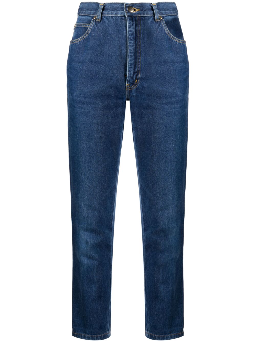 Saint Laurent Pre-Owned CC logo刺绣直筒牛仔裤（1990/2000年代典藏款） - 蓝色