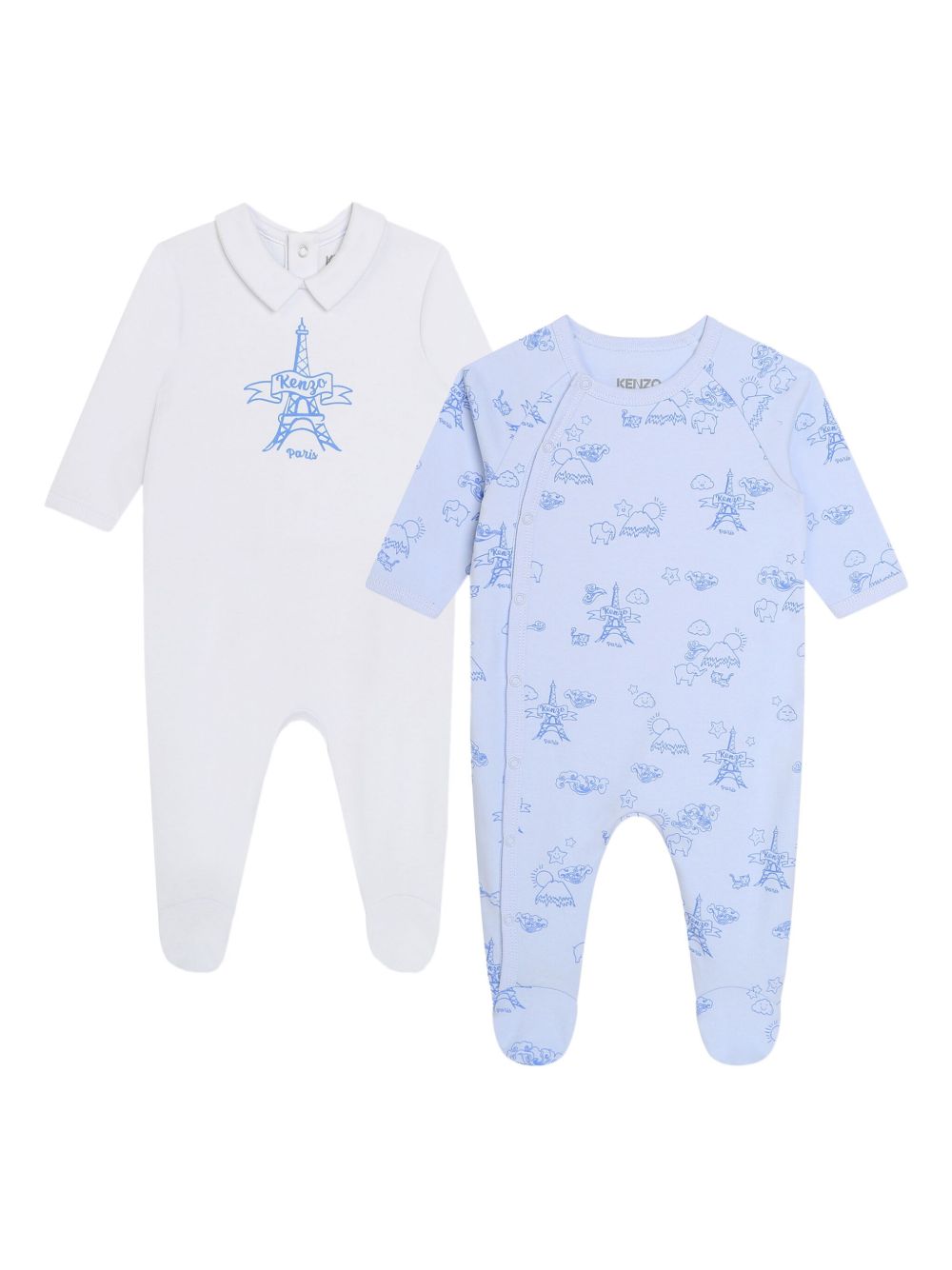 Kenzo Kids logo印花连体衣套装（两件装） - 蓝色