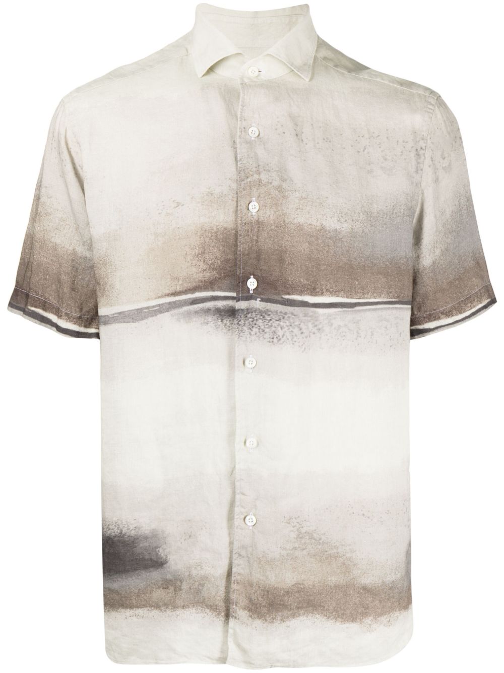 Corneliani 抽象印花短袖衬衫 - 中性色