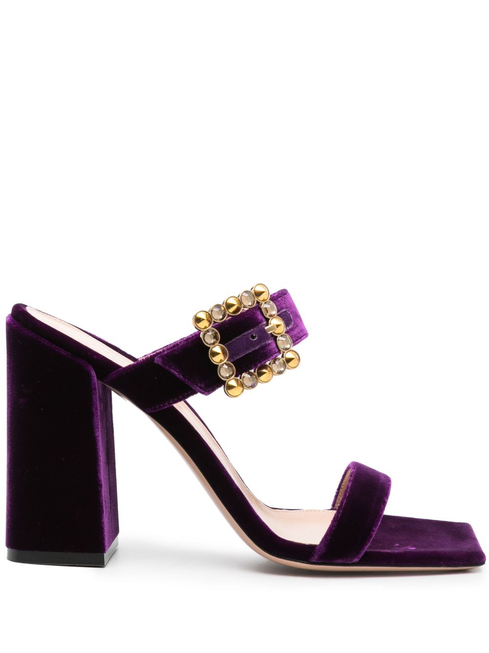 Gianvito Rossi Wondy 高跟丝绒穆勒鞋 - 紫色