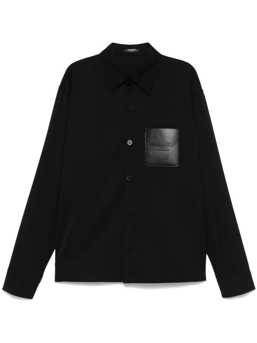 Balmain logo凹面压花衬衫 - 黑色