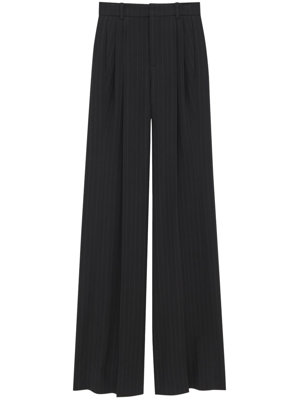 Saint Laurent 细条纹阔腿西裤 - 黑色