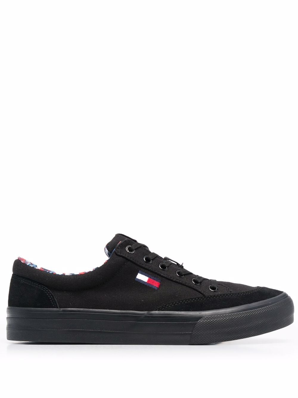 Tommy Jeans 对比边饰系带板鞋 - 黑色
