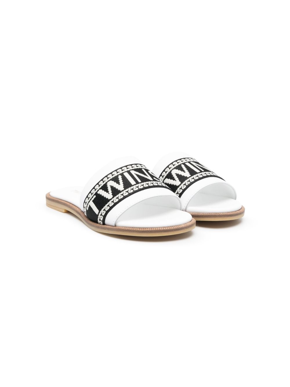 TWINSET Kids logo印花拖鞋 - 白色