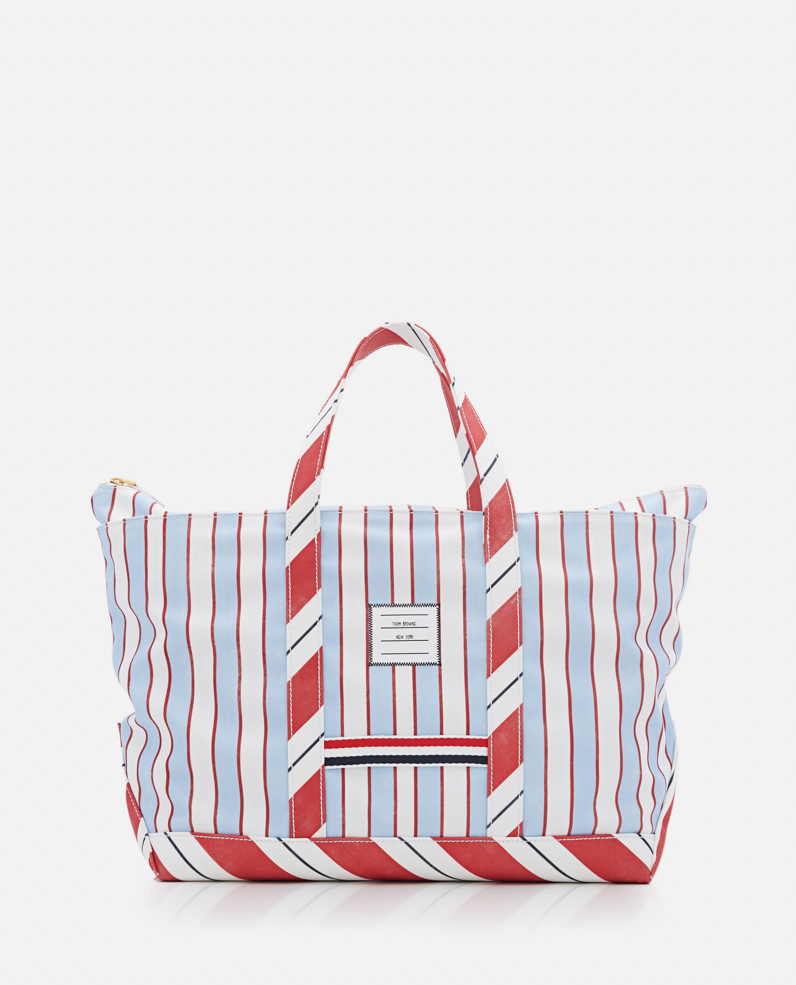 Thom Browne 中号托特包（水洗条纹帆布）