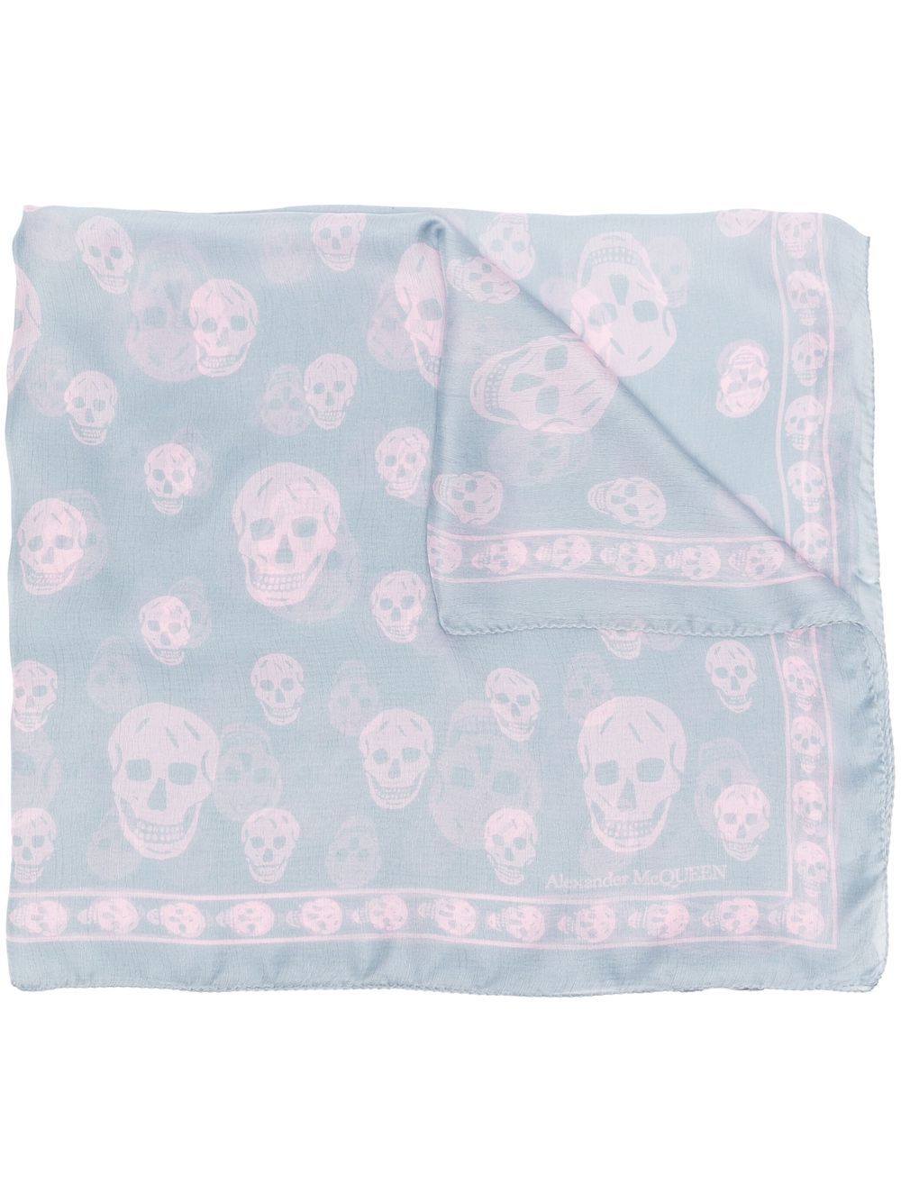 Alexander McQueen Skull 印花真丝围巾 - 灰色