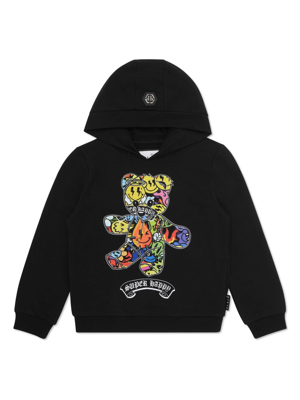 Philipp Plein Junior Teddy Bear 印花连帽衫 - 黑色