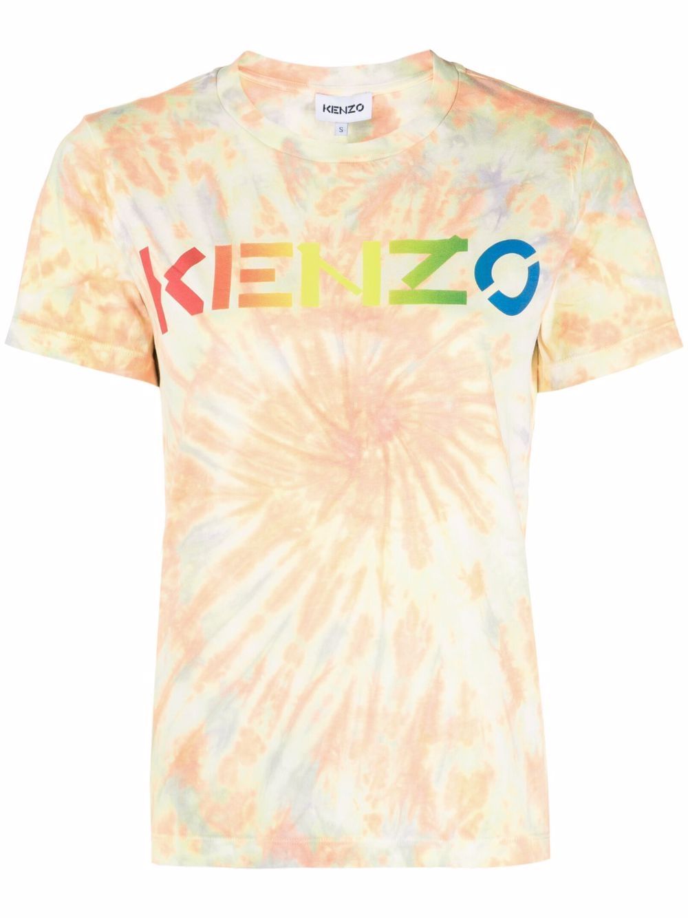 Kenzo logo印花扎染T恤 - 橘色