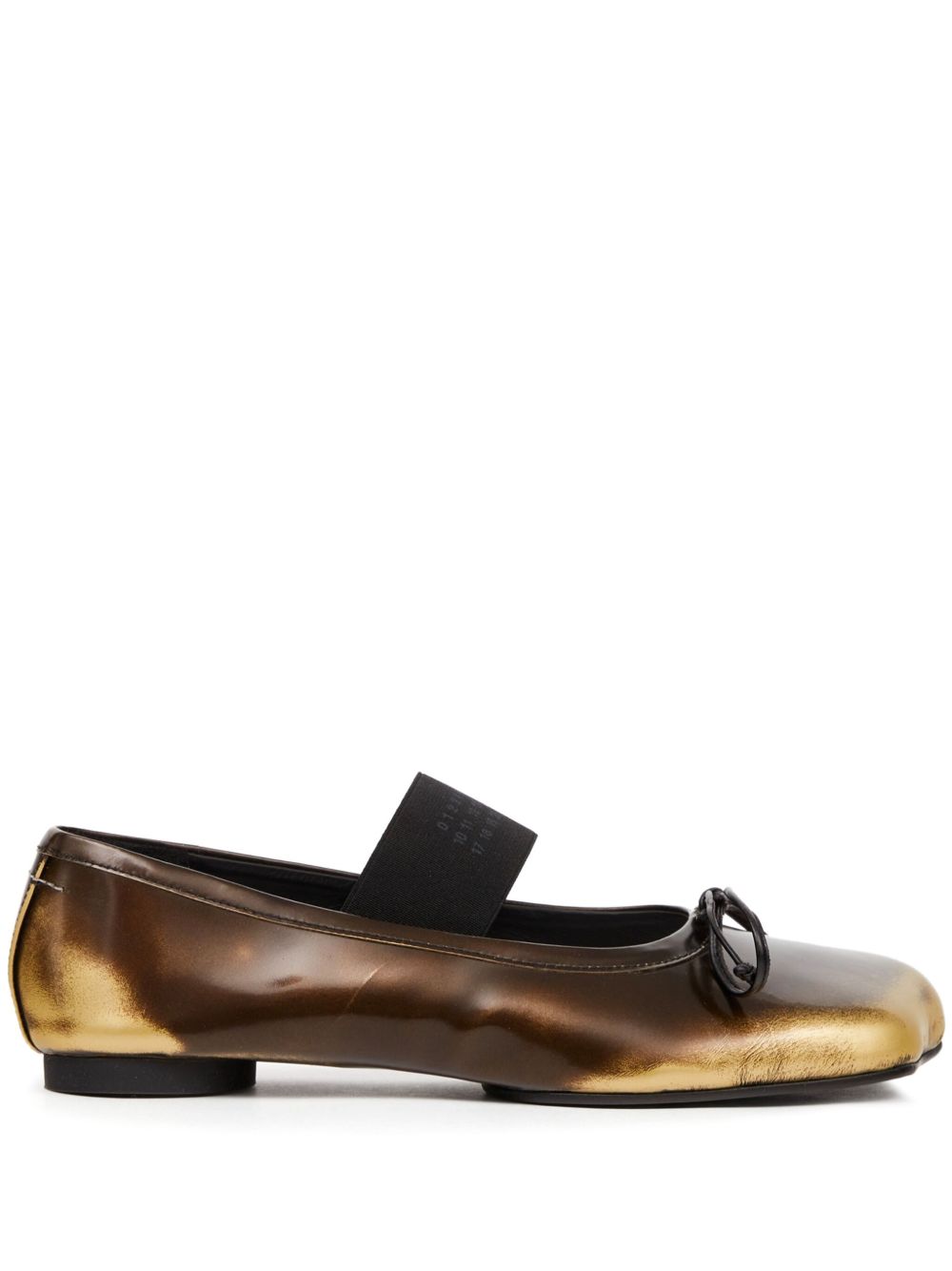MM6 Maison Margiela Atomic 皮质芭蕾平底鞋 - 褐色