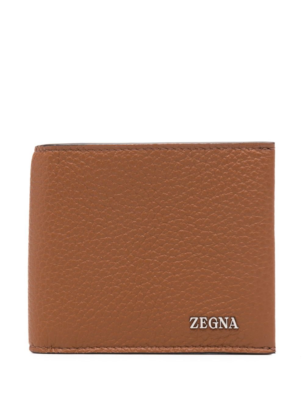 Zegna logo标牌皮质钱包 - 褐色