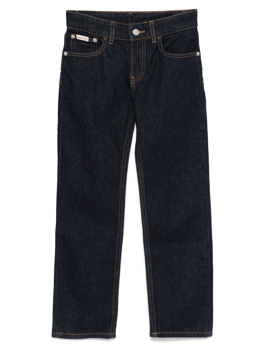 Calvin Klein Kids 棉直筒牛仔裤 - 蓝色
