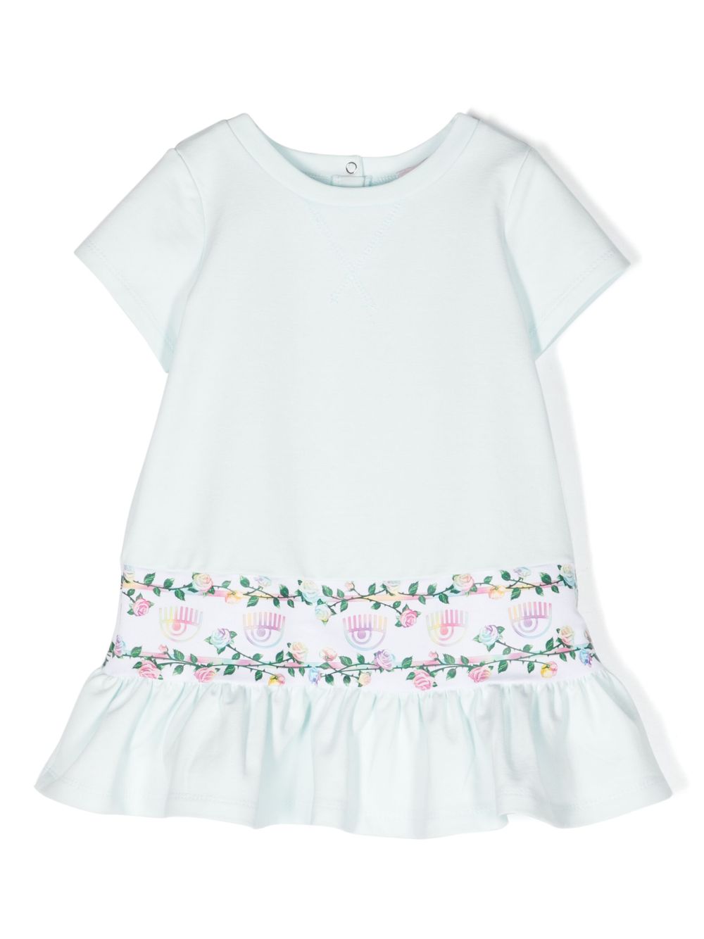 Chiara Ferragni Kids 花卉印花伞形连衣裙 - 蓝色