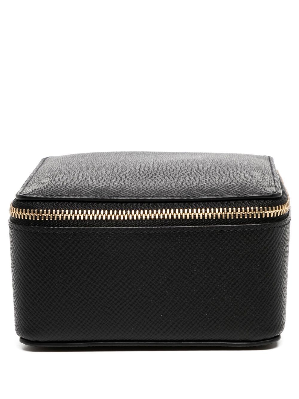 Smythson logo标记拉链盒 - 黑色