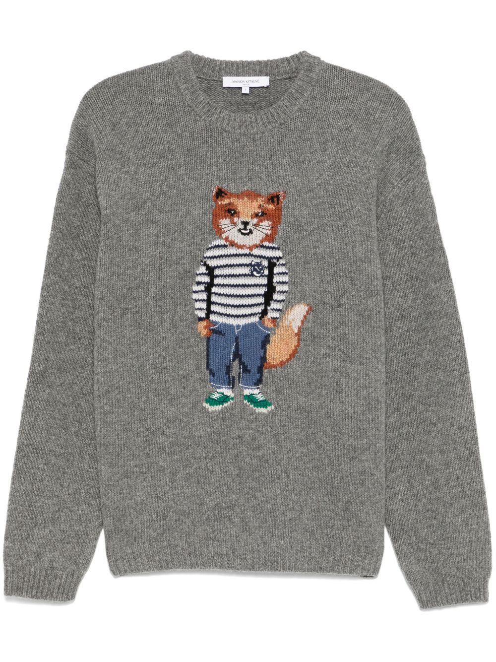 Maison Kitsuné Dressed Fox 嵌花毛衣 - 灰色