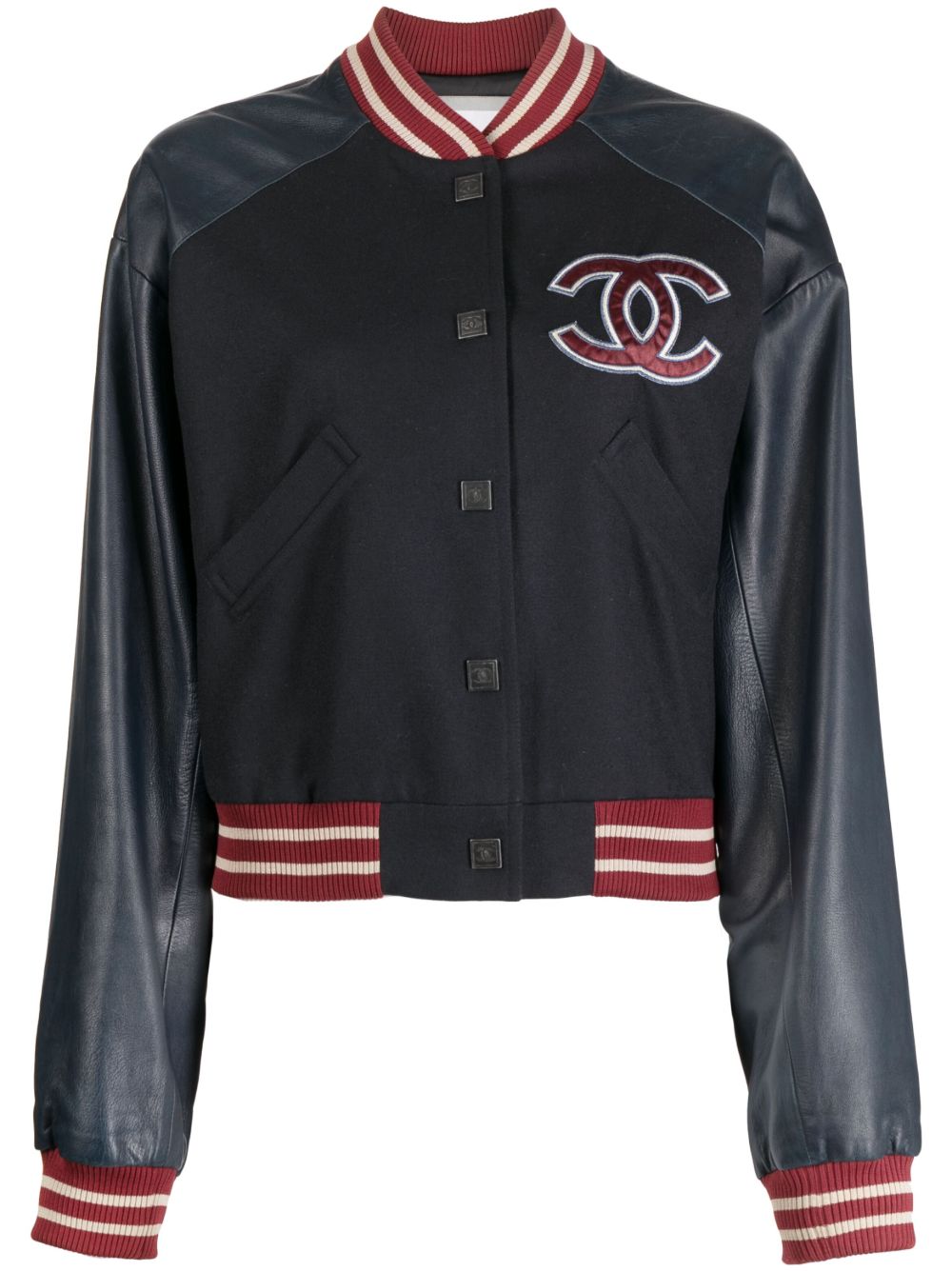 CHANEL Pre-Owned Sports Line logo贴花飞行员夹克（2004年典藏款） - 蓝色