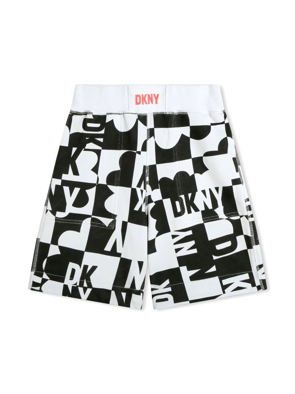 Dkny Kids logo印花双面棉短裤 - 黑色