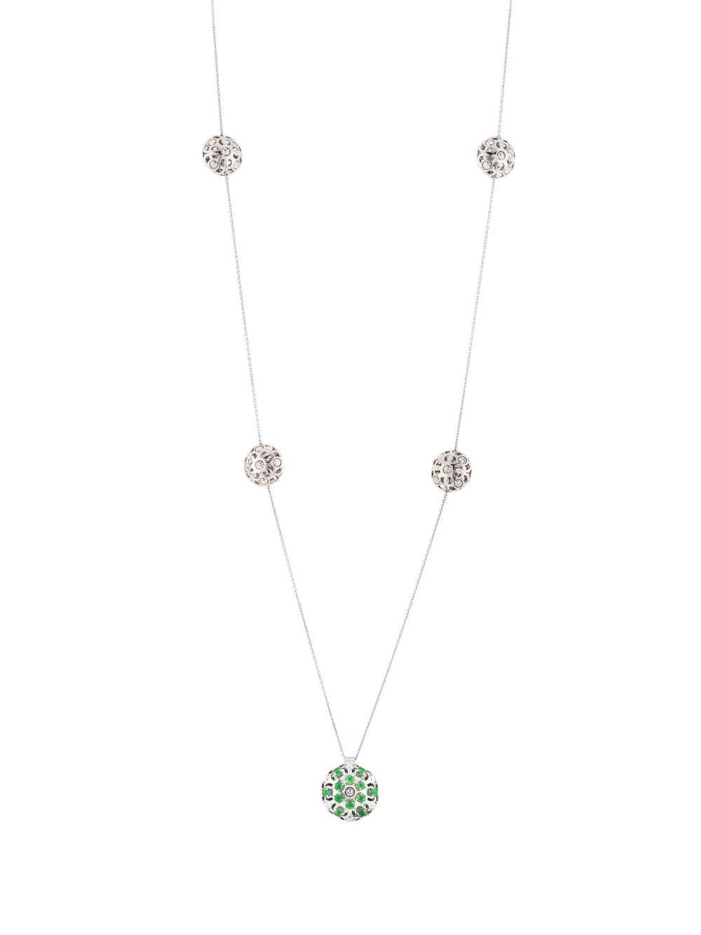 Officina Bernardi 18K白金 Damasco Station 祖母绿宝石项链 - 银色