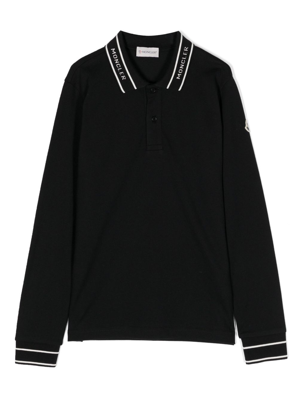 Moncler Enfant logo嵌花棉polo衫 - 黑色