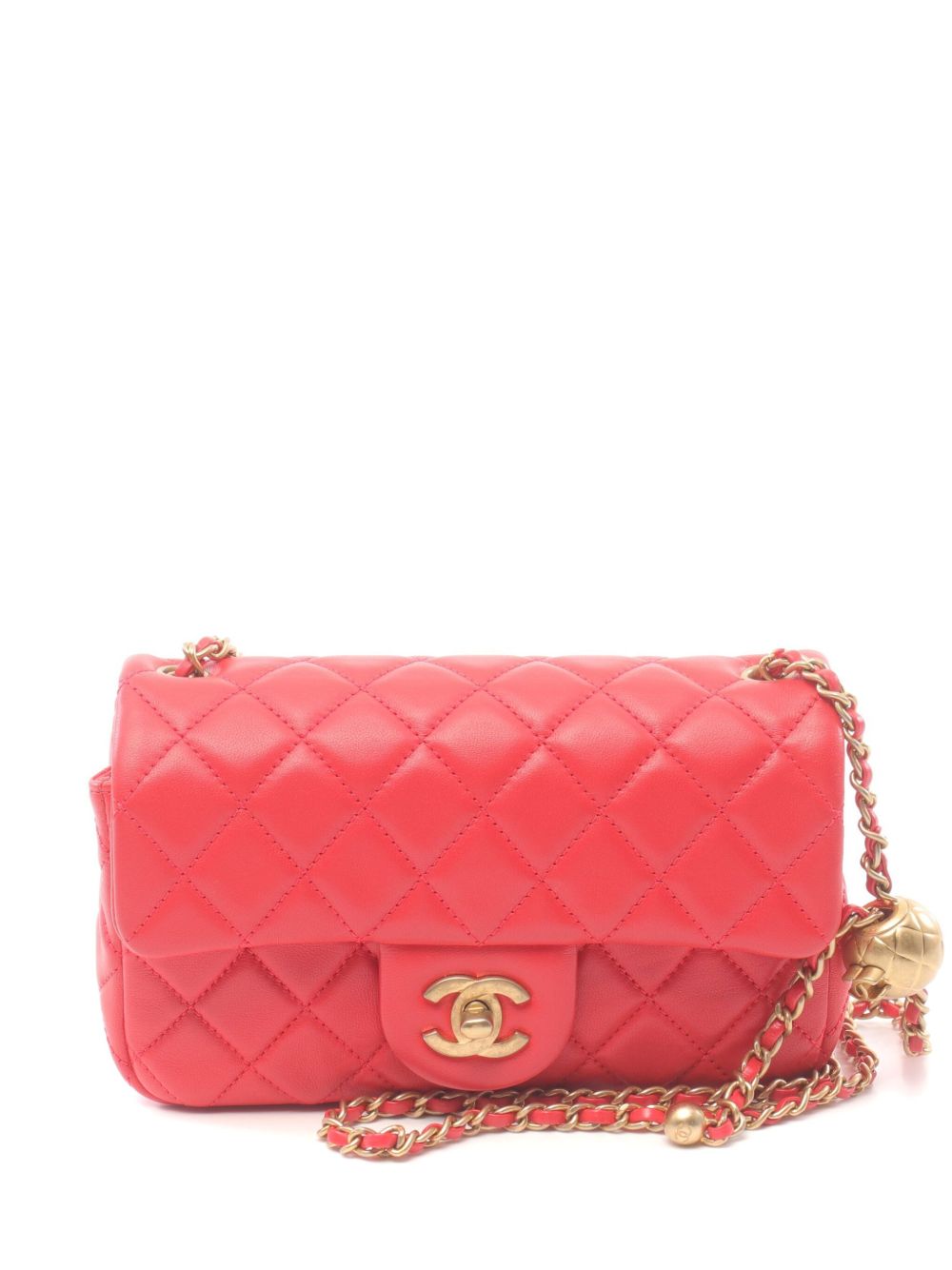 CHANEL Pre-Owned 马特拉塞凸纹翻盖迷你包袋单肩包（2020-2021年典藏款） - 红色
