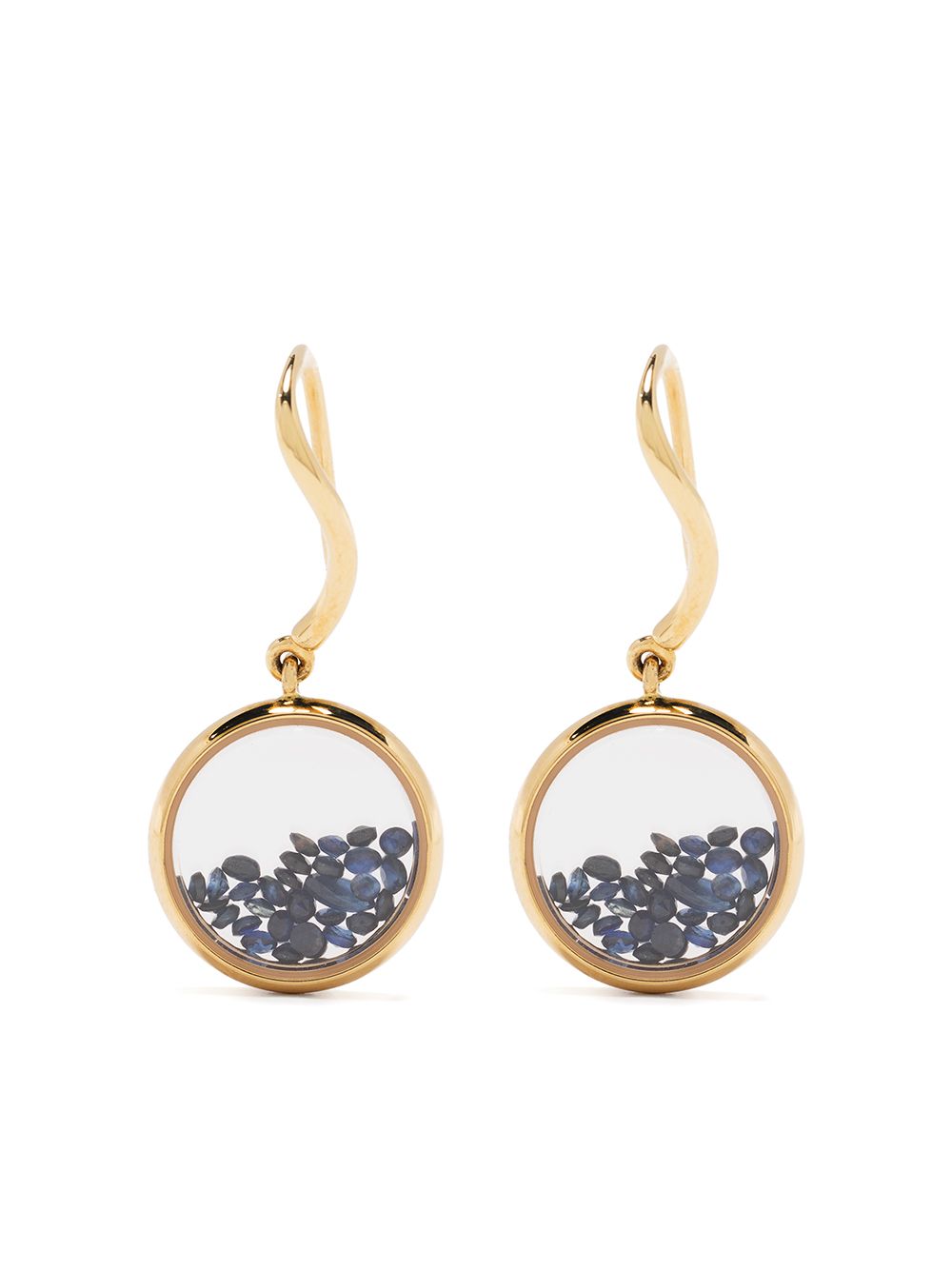 Aurelie Bidermann Chivor 18K黄金蓝宝石吊饰耳环 - 金色