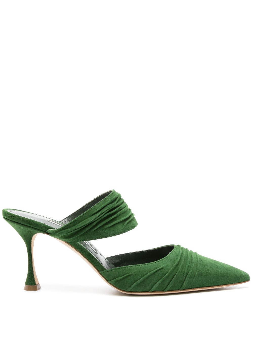 Manolo Blahnik Circeamu 绒面皮中跟穆勒鞋 - 绿色
