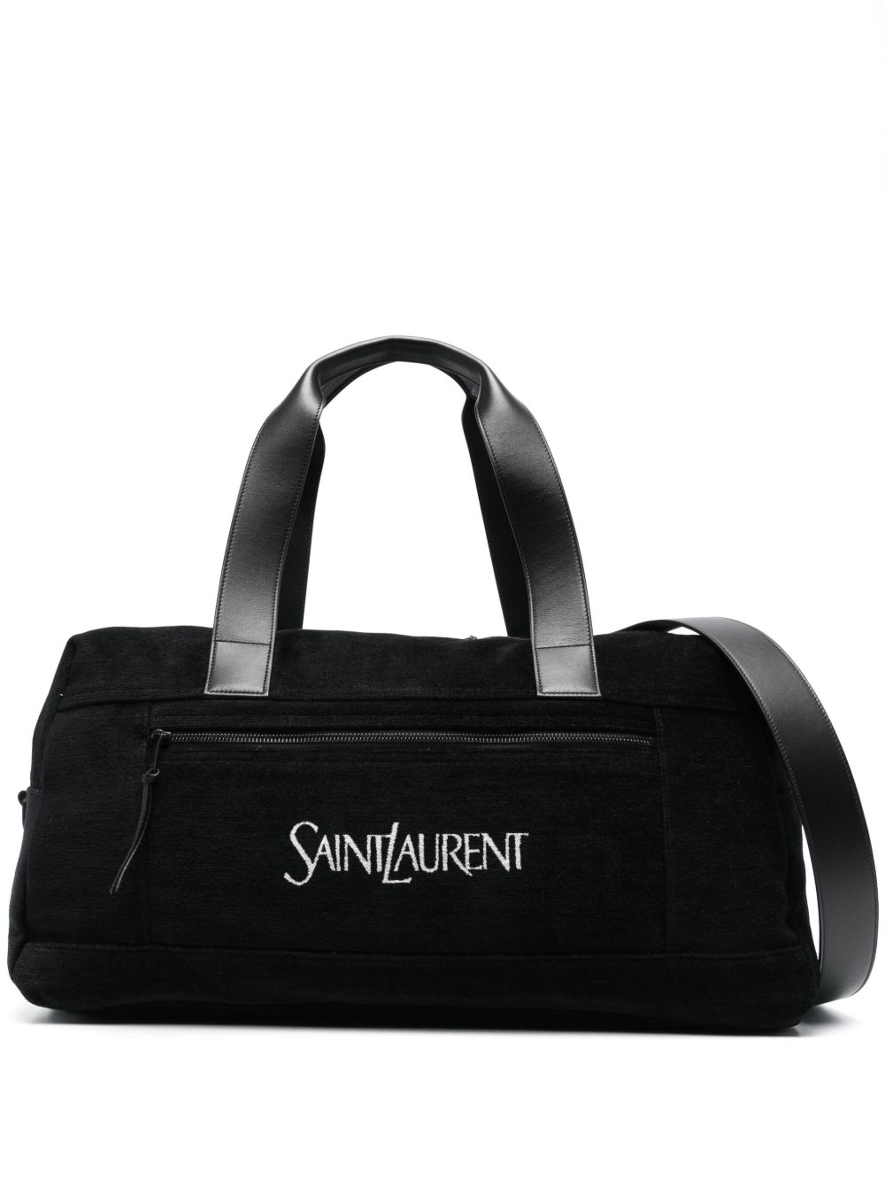 Saint Laurent logo提花拉链手提旅行袋 - 黑色