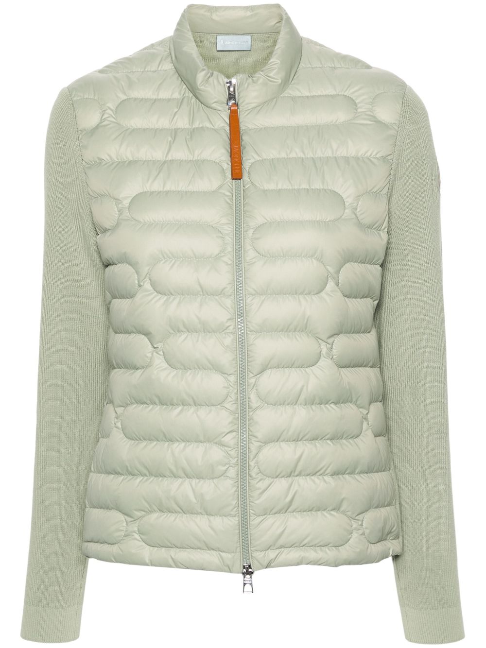 Moncler 标贴绗缝拼接夹克 - 绿色