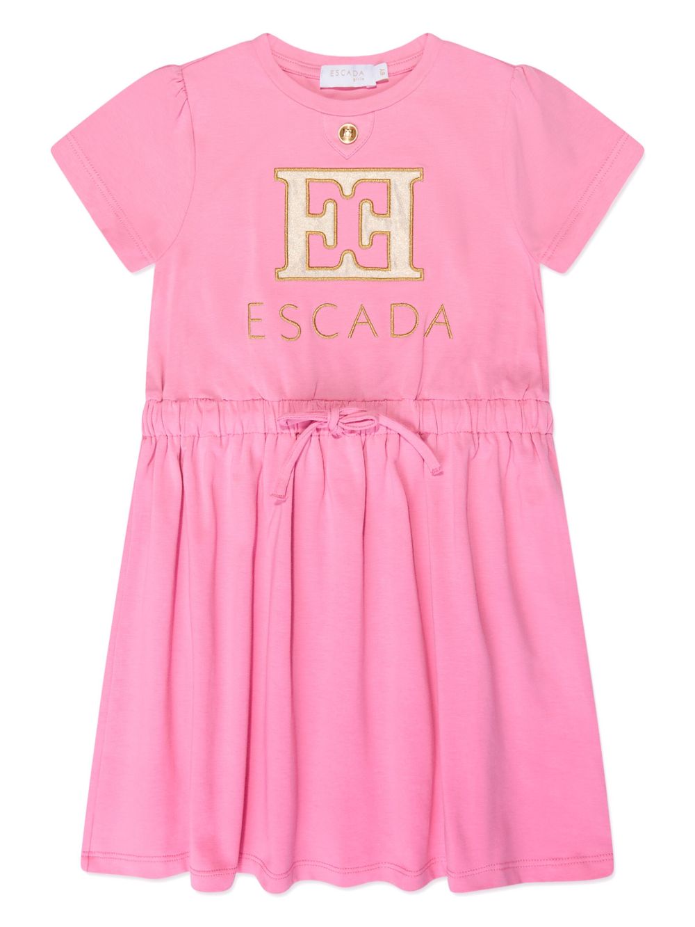 Escada Kids logo刺绣抽绳连衣裙 - 粉色