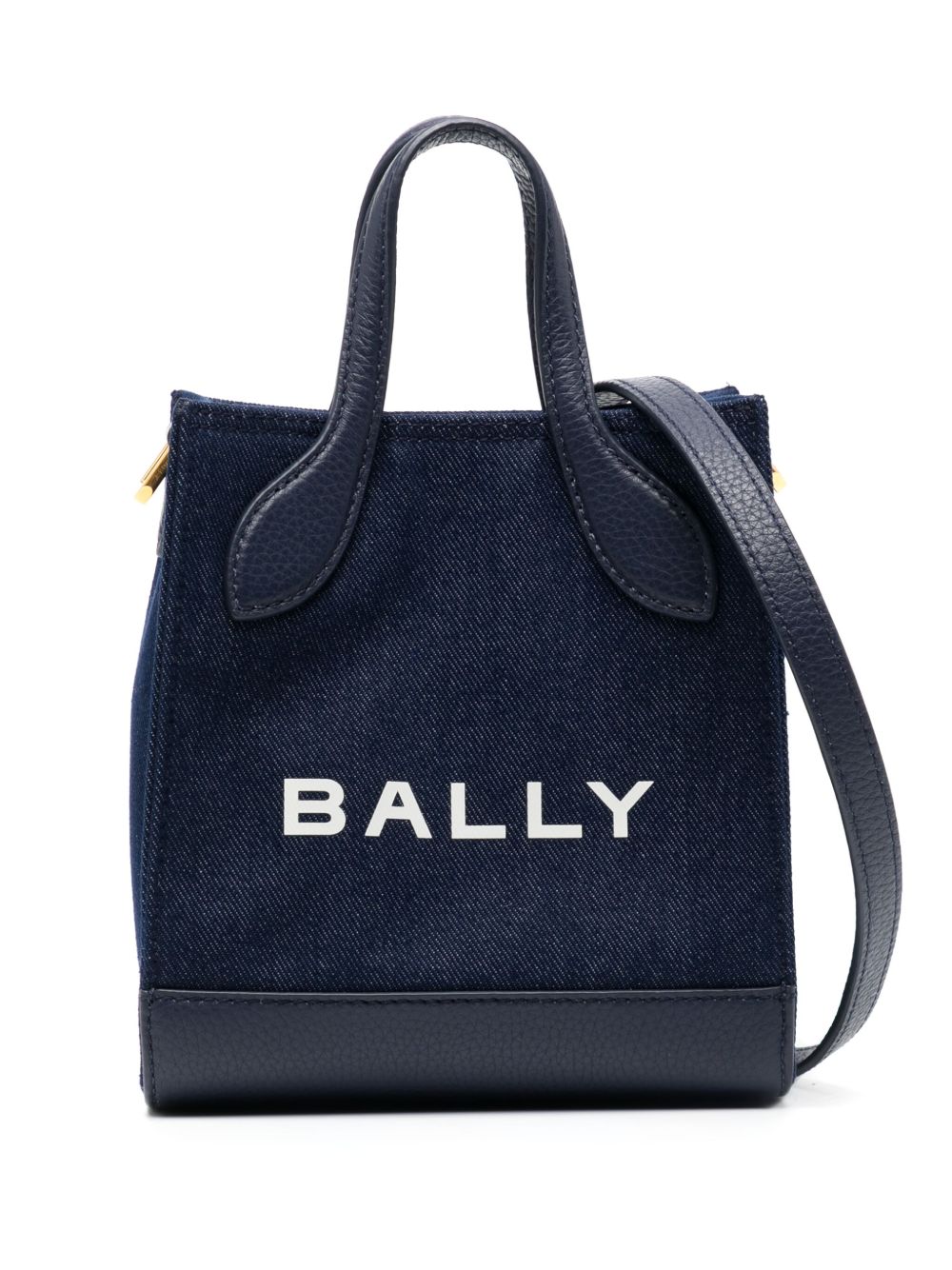 Bally logo印花牛仔手提包 - 蓝色