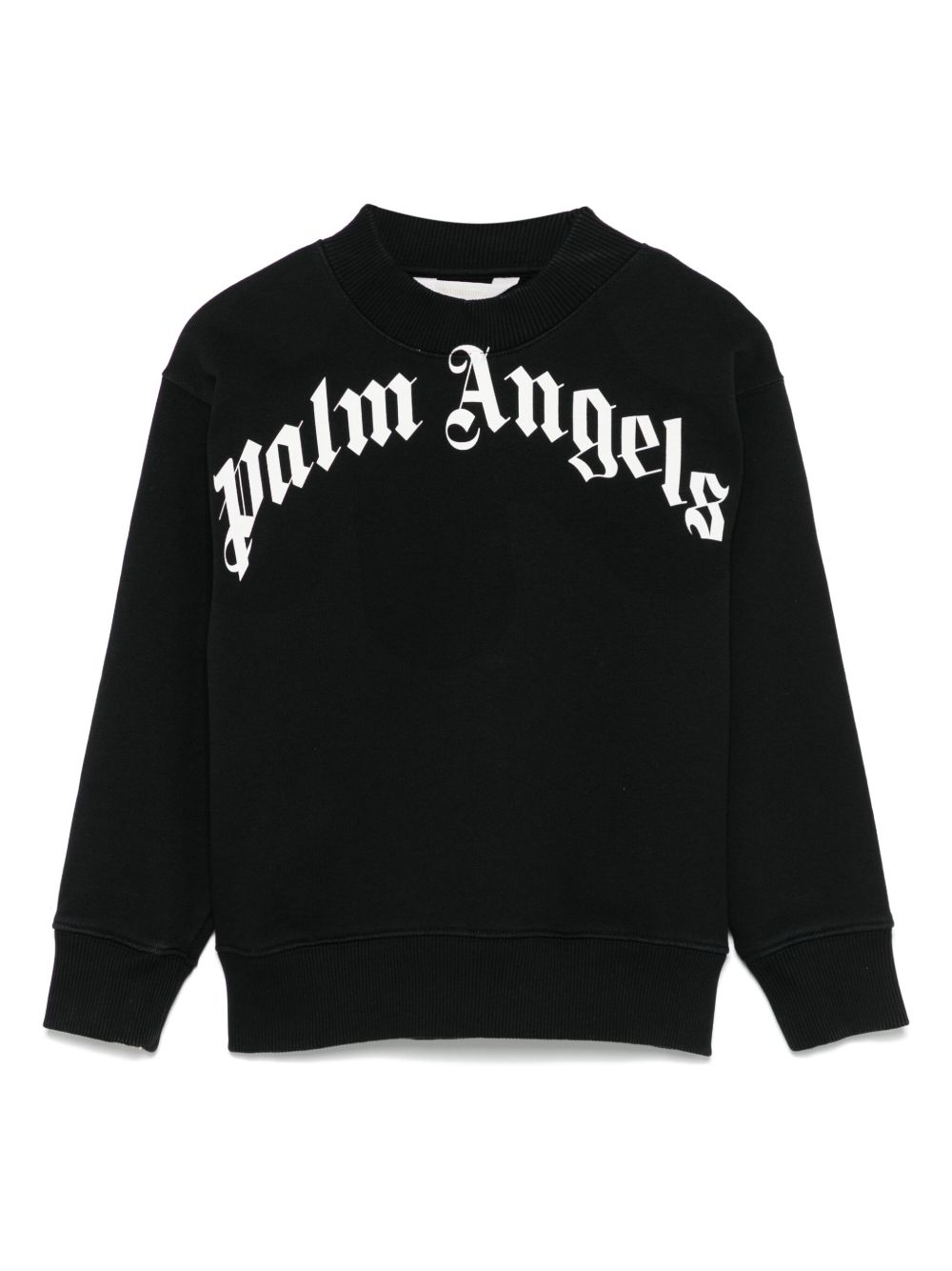 Palm Angels Kids 曲线形logo圆领卫衣 - 黑色