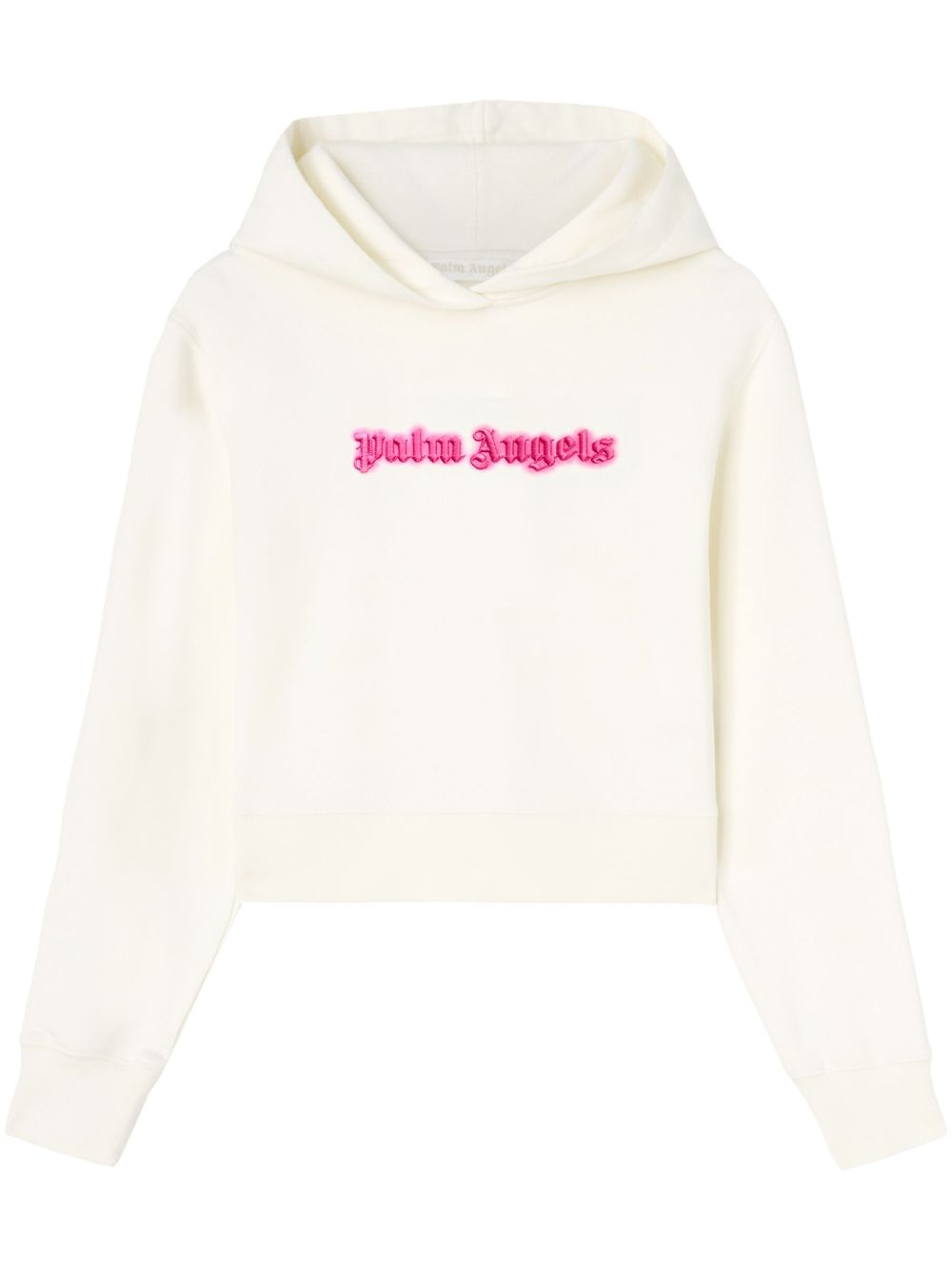Palm Angels logo印花棉连帽衫 - 白色