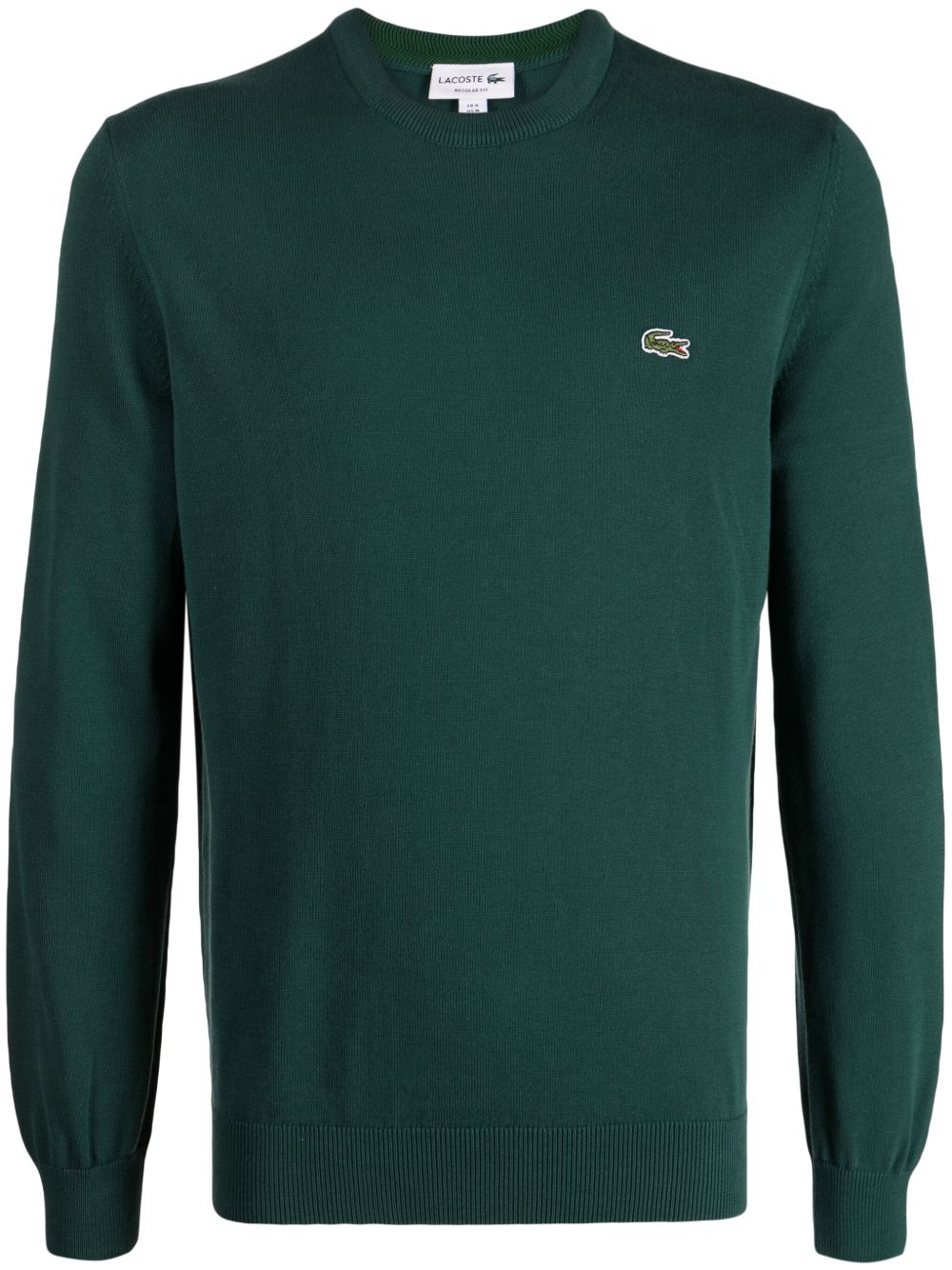 Lacoste logo刺绣密织棉毛衣 - 绿色