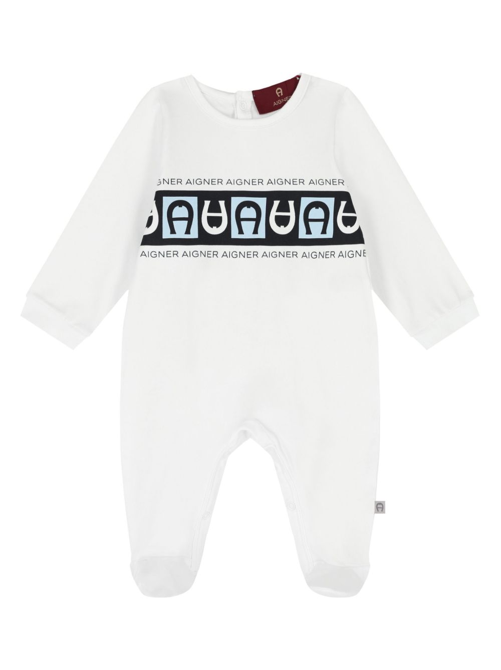 Aigner Kids logo印花连体衣 - 白色