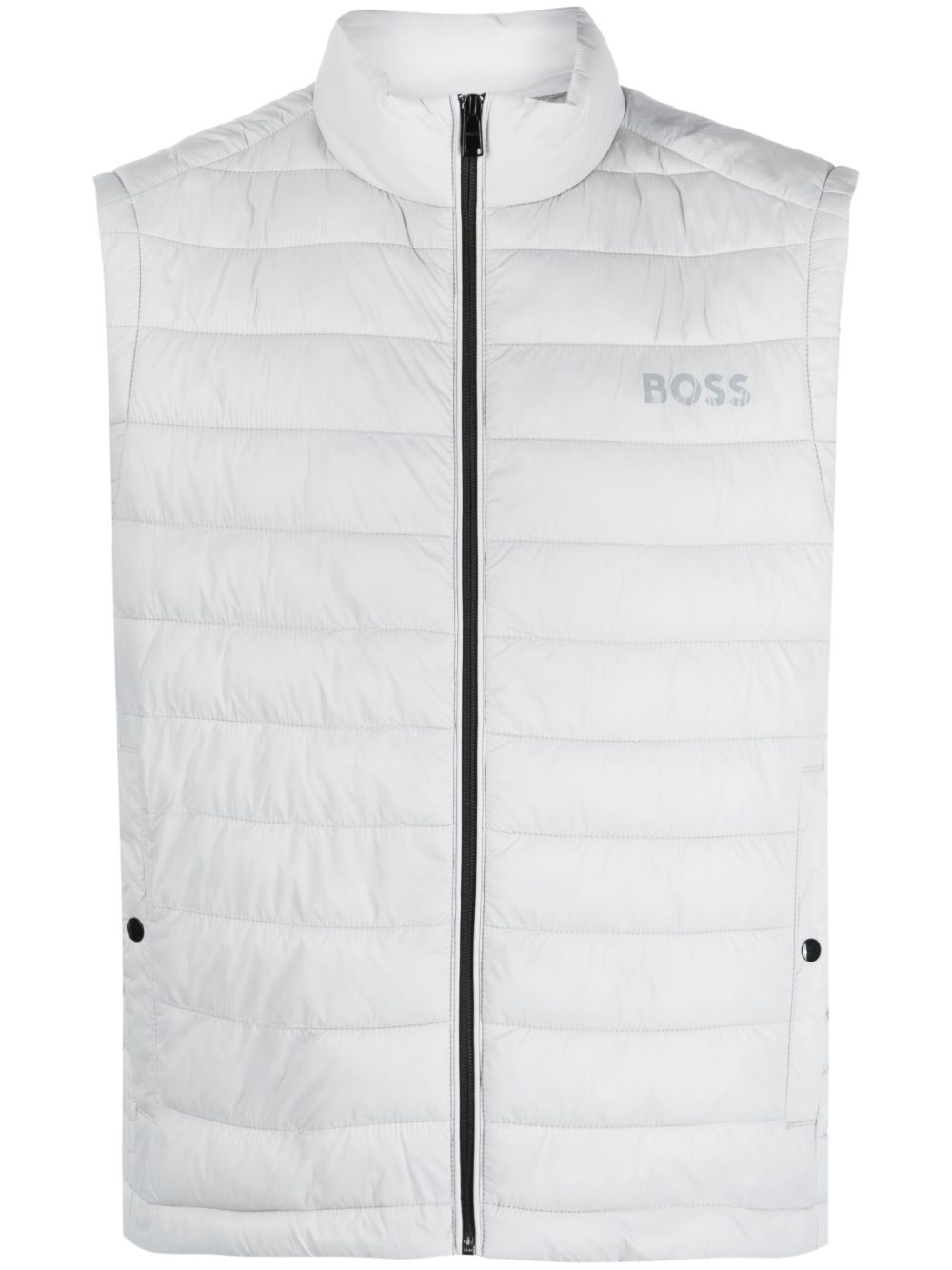 BOSS logo植绒绗缝马甲 - 灰色