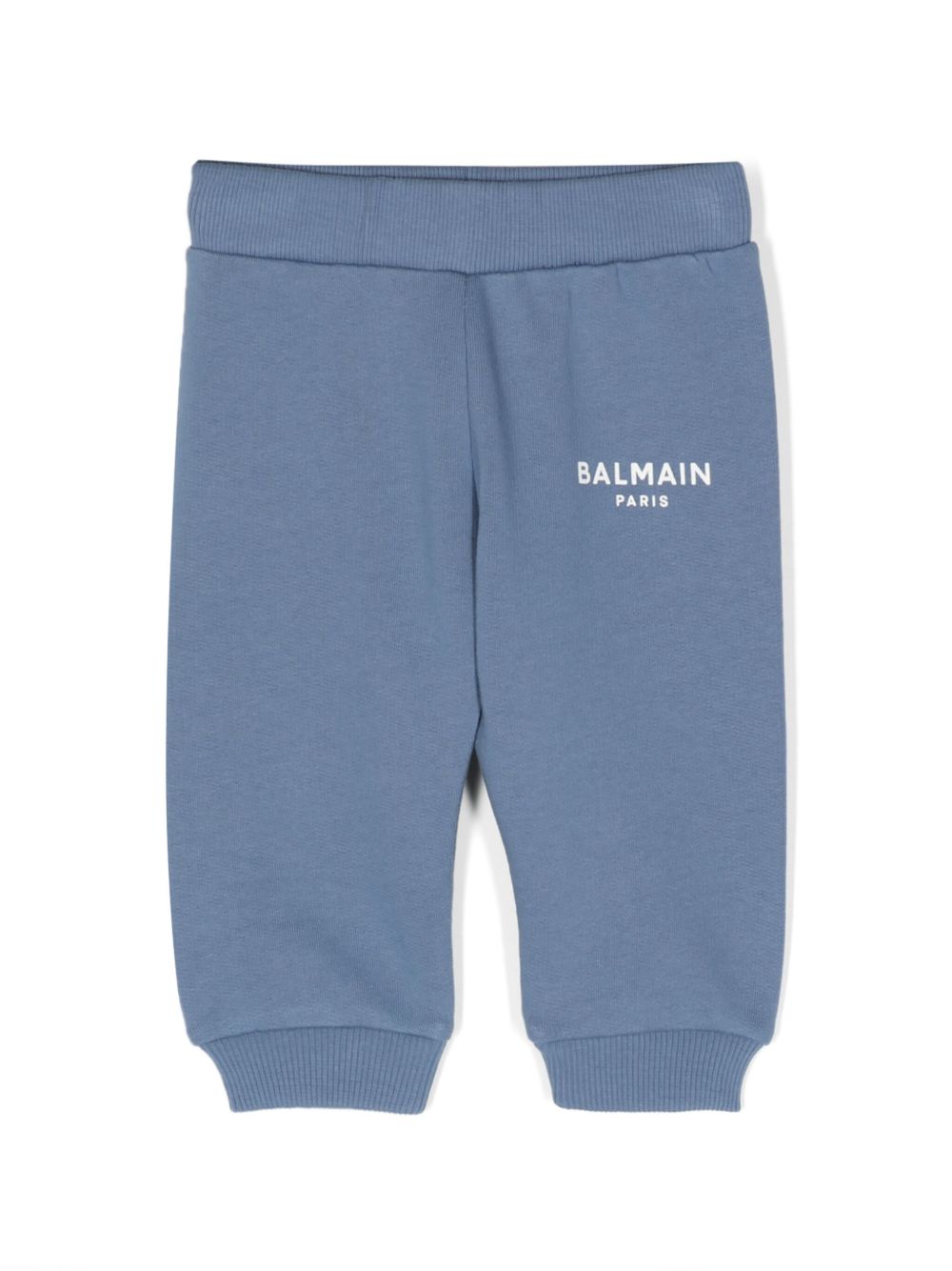 Balmain Kids logo印花棉运动裤 - 蓝色