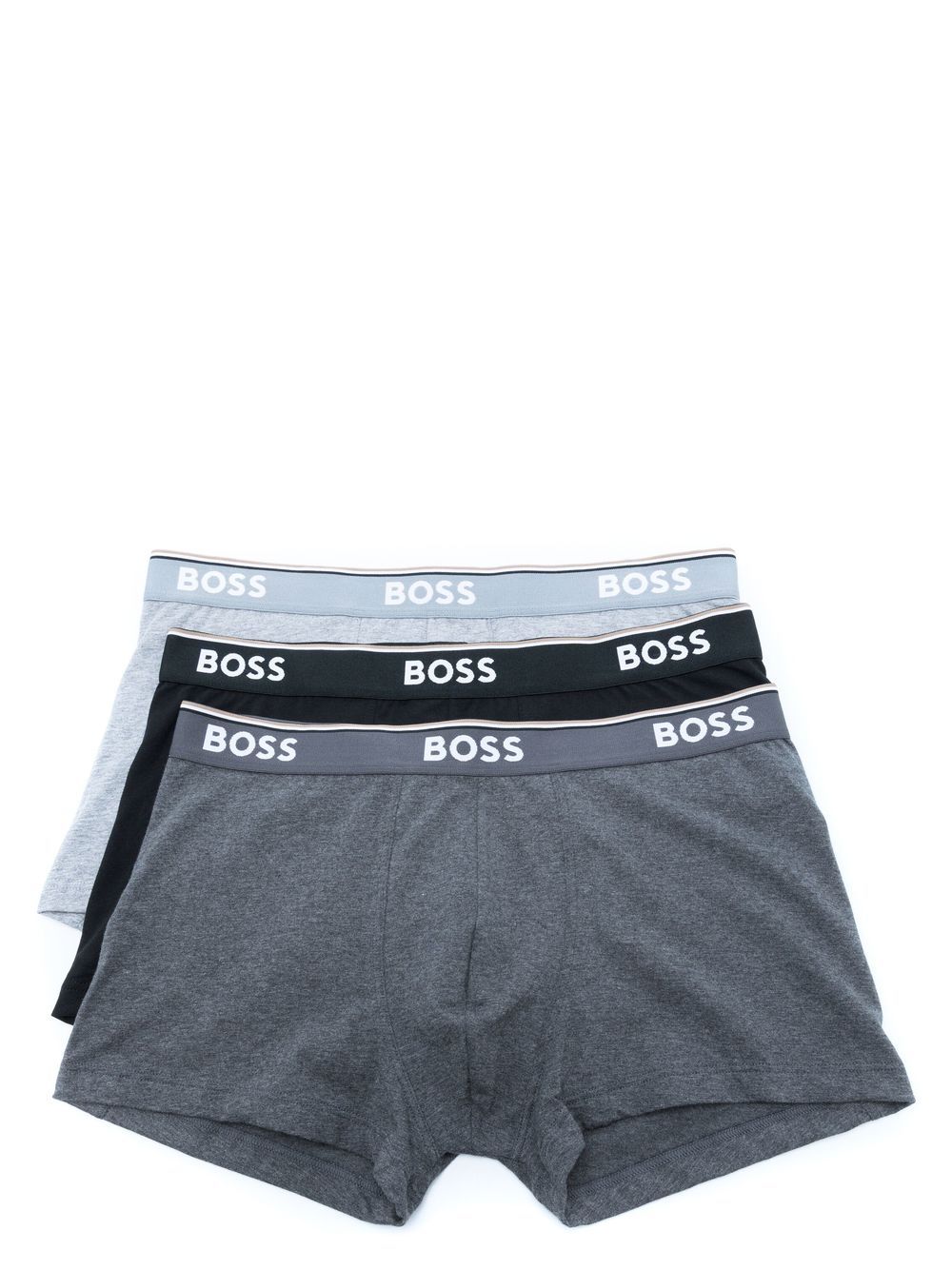BOSS 条纹边饰logo腰边四角裤 - 灰色