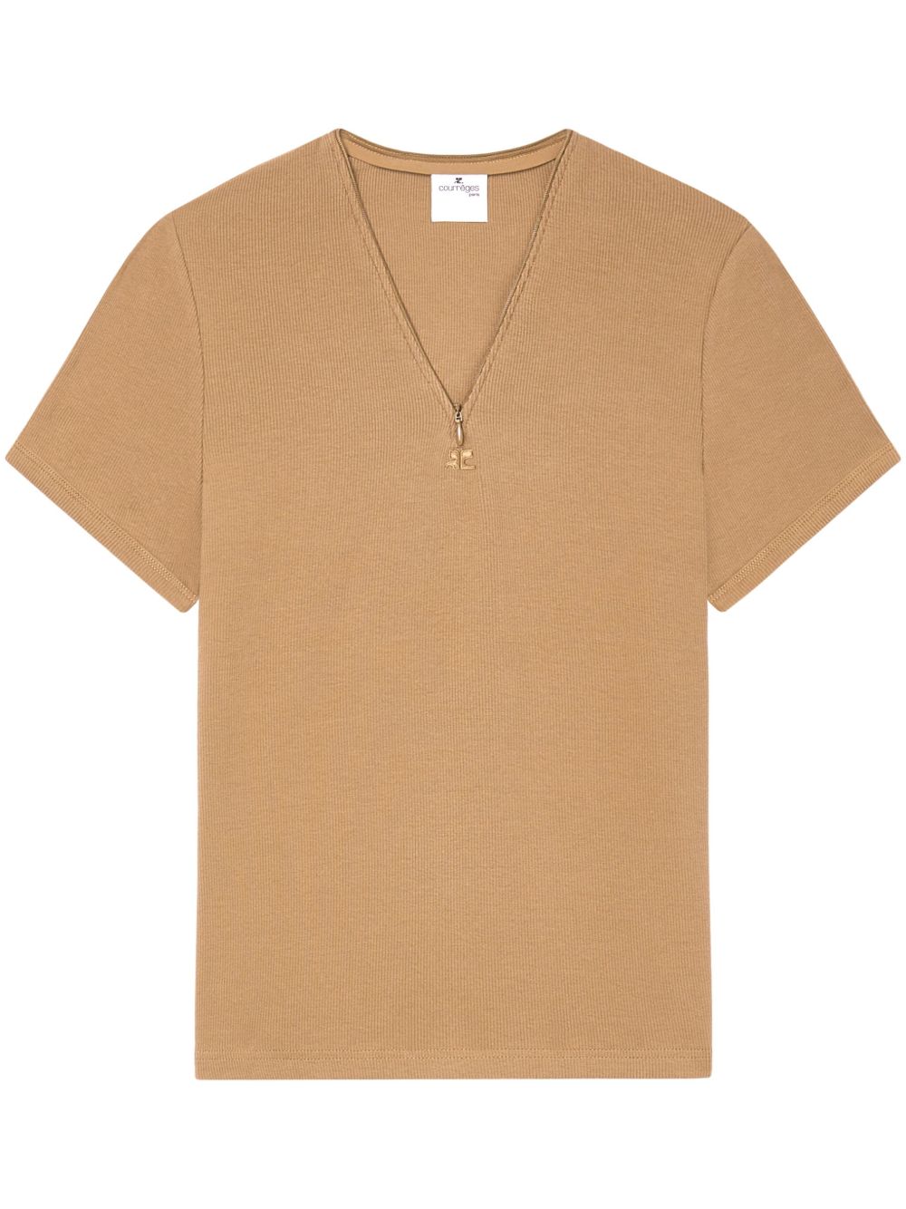 Courrèges logo刺绣棉混纺T恤 - 中性色