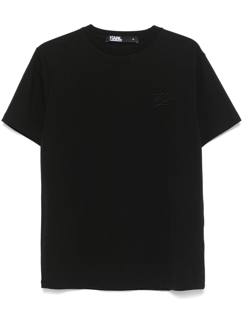 Karl Lagerfeld logo刺绣T恤 - 黑色