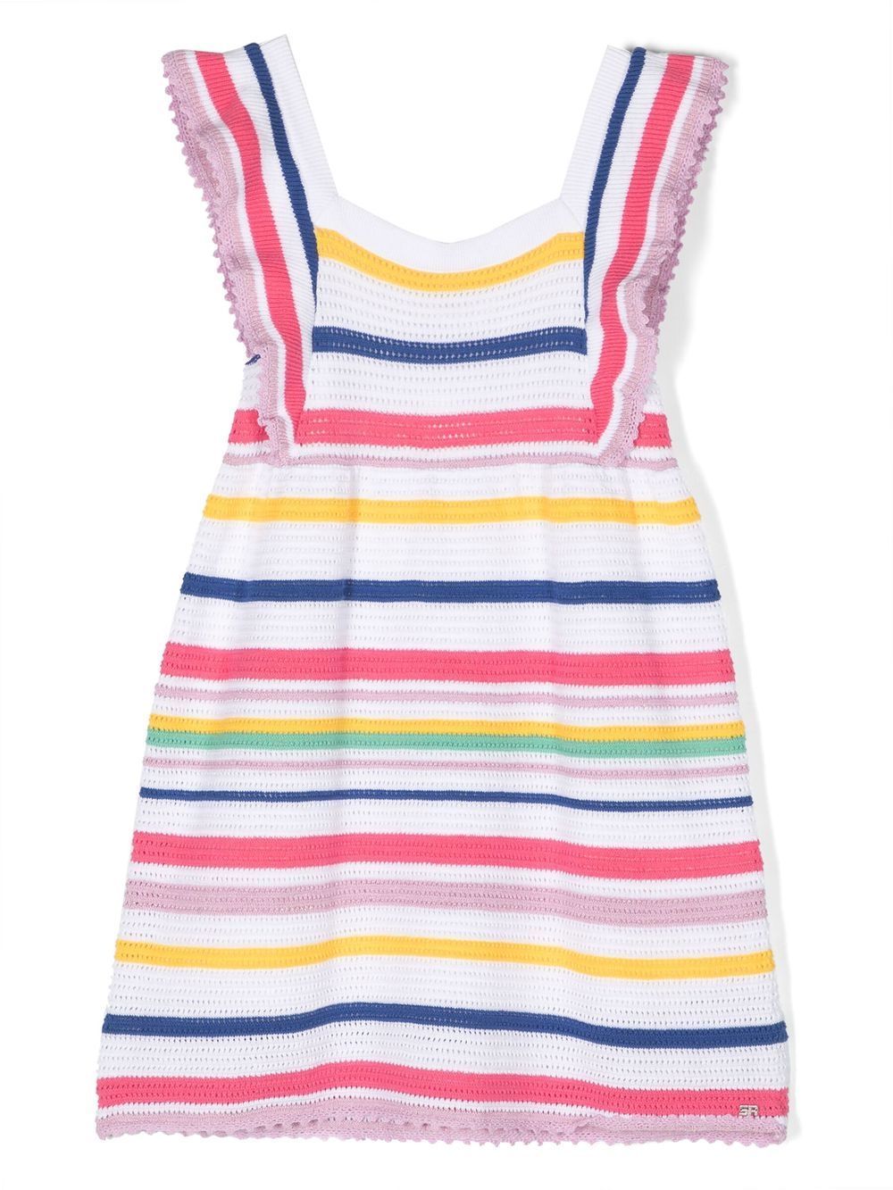 SONIA RYKIEL ENFANT 条纹图案针织连衣裙 - 白色