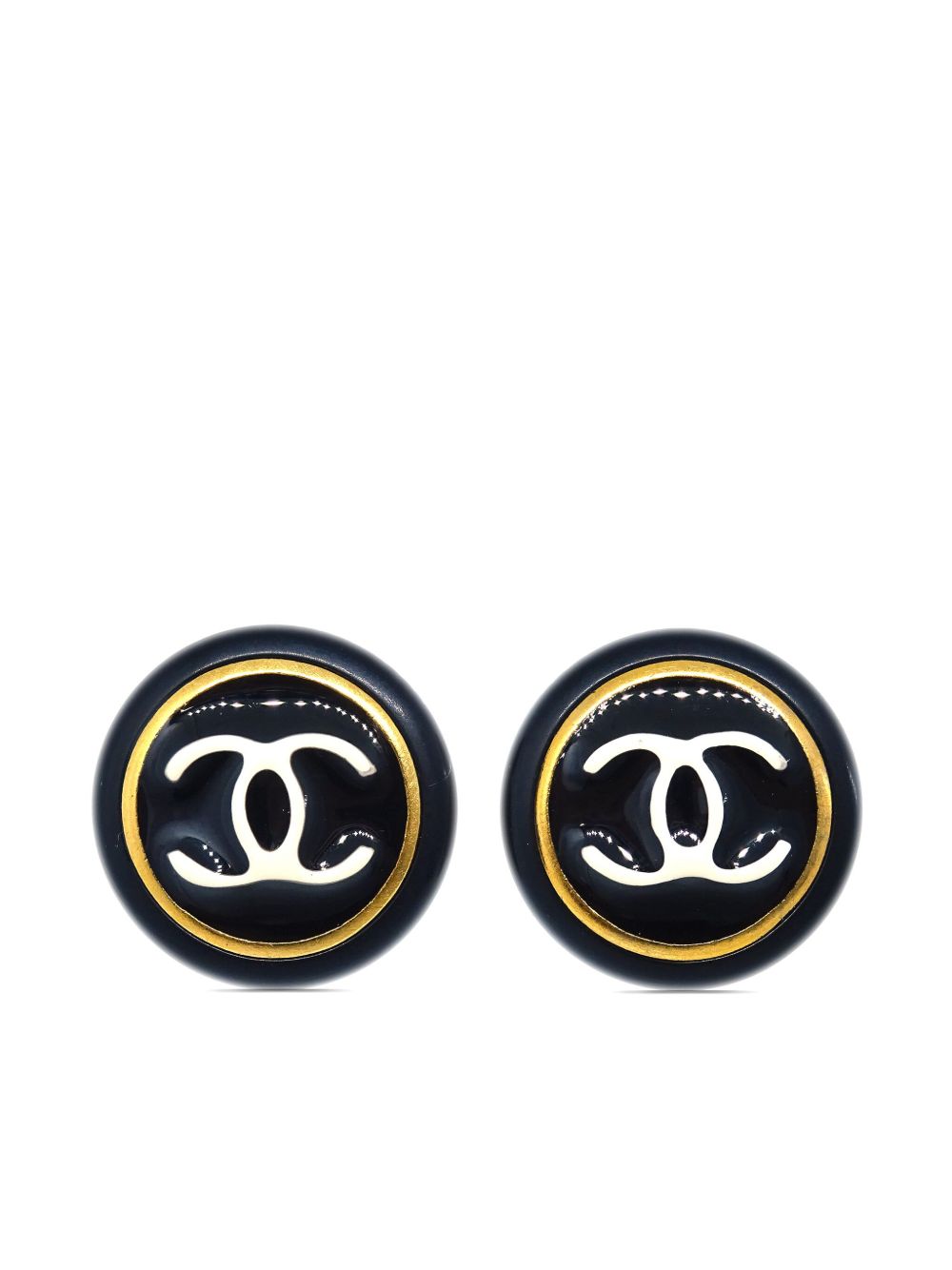 CHANEL Pre-Owned CC 纽扣形夹扣式耳环（1996年典藏款） - 金色