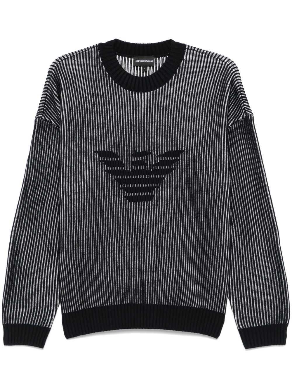 Emporio Armani 双色渔夫针织毛衣 - 蓝色