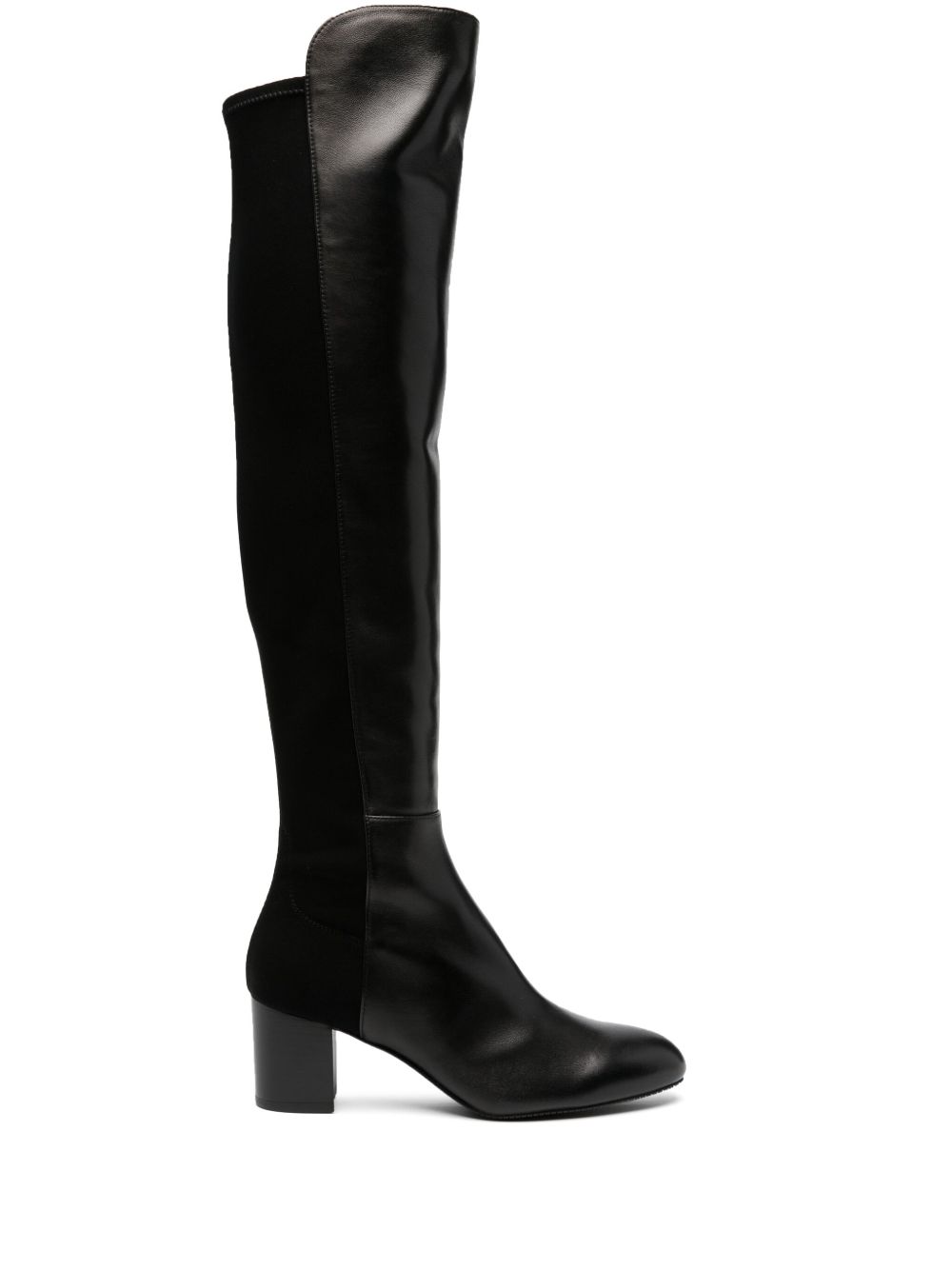 Stuart Weitzman 5050 Yuliana 中跟皮质膝上靴 - 黑色