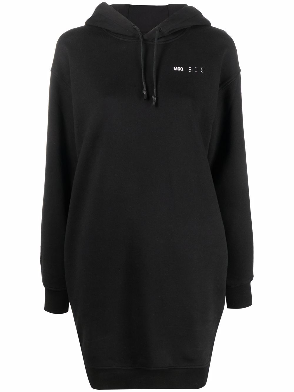MCQ logo抽绳连帽连衣裙 - 黑色